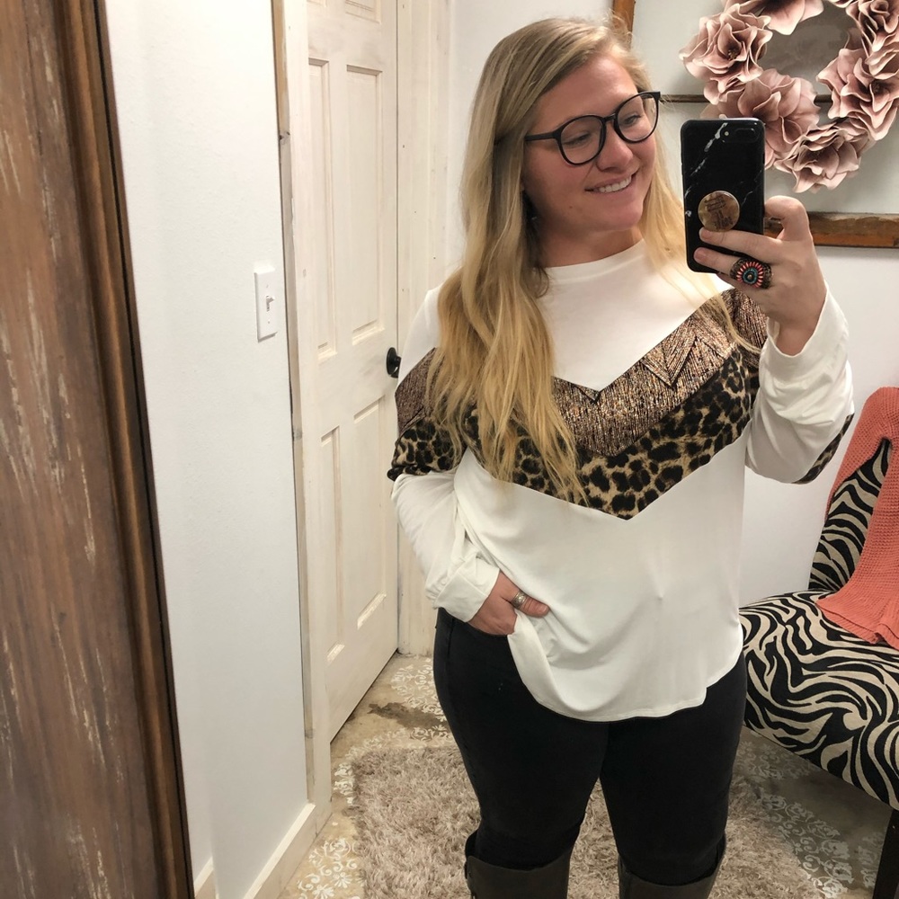 Leopard + Chevron Top